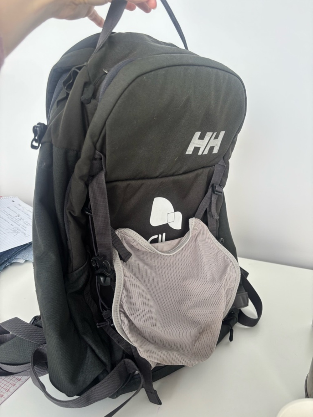 Helly Hansen Black Backpack with Light Gray Mesh Pocket